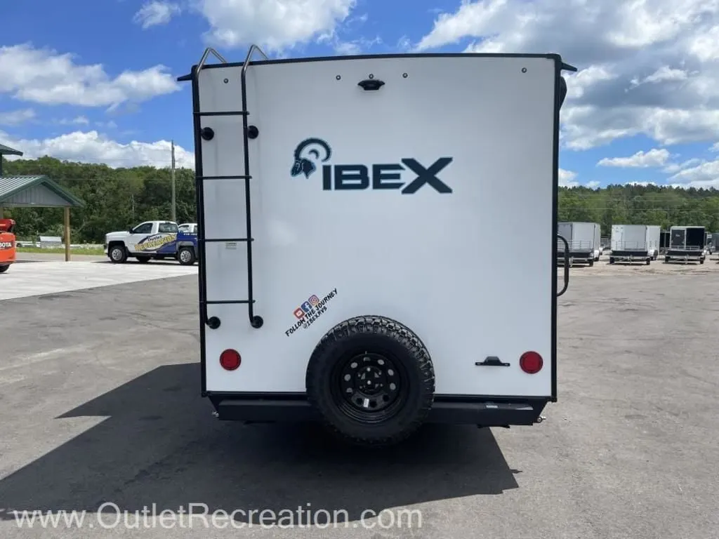 Rear view of the New 2022 Forest River IBEX 19QBS Travel Trailer RV.