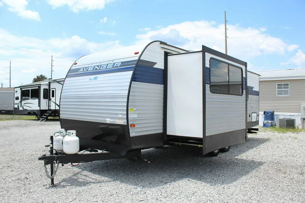 Side view of the RV with slide out.