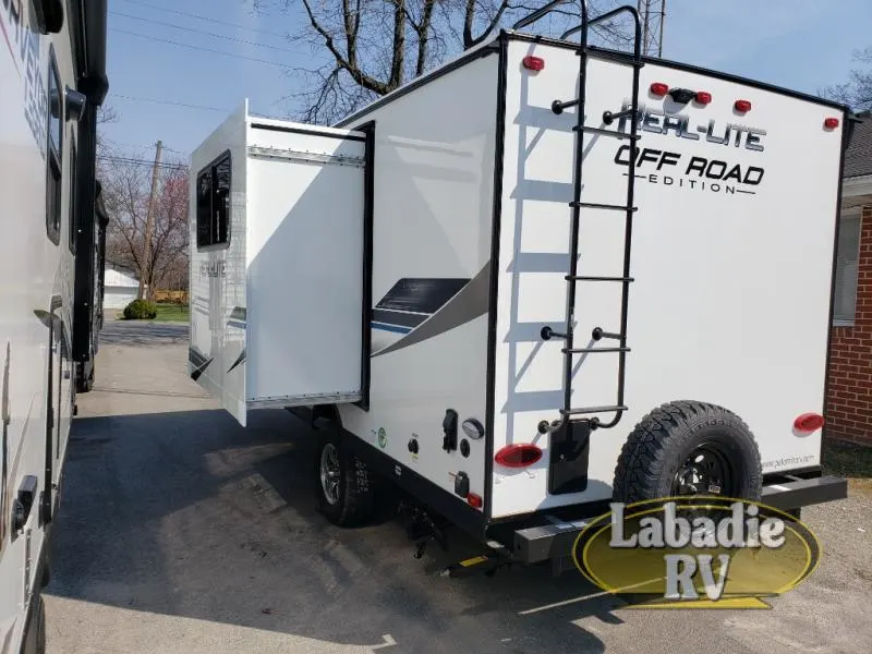 Rear view of the New 2022 Palomino Real-Lite Mini RL186 Travel Trailer RV.