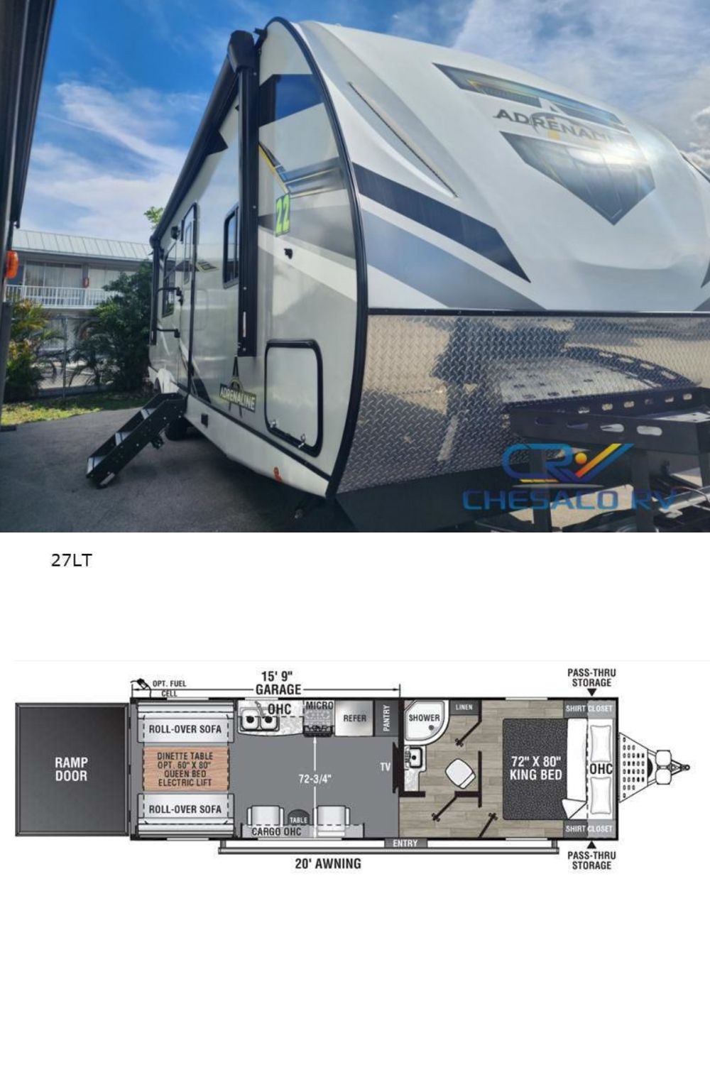 New 2022 Coachmen Rv Adrenaline 27LT Travel Trailer Toy Hauler RV