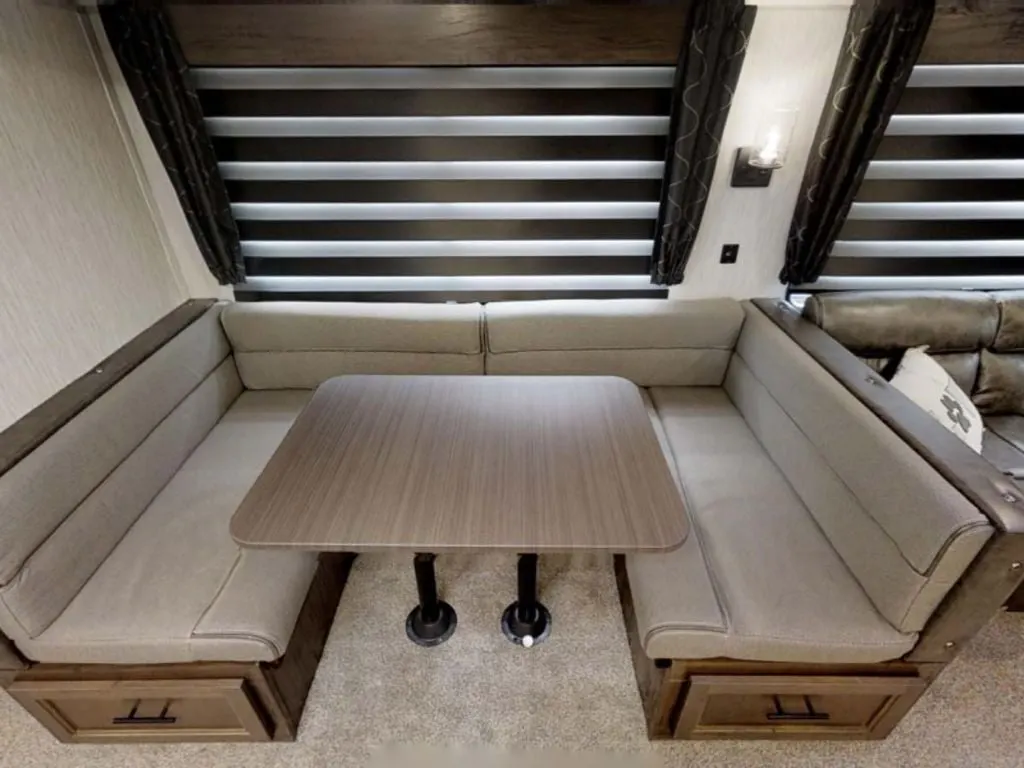 Dinette with pull-out storage drawers.