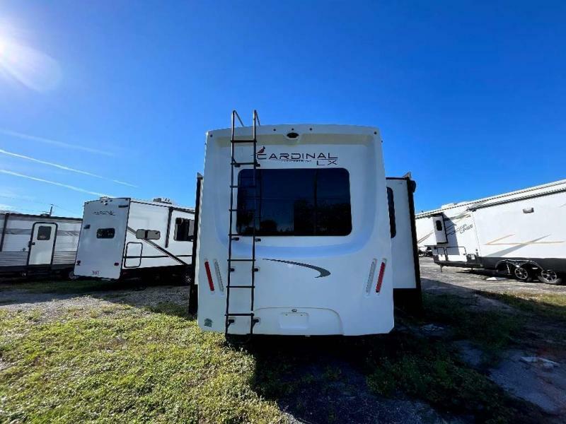 Rear view of the New 2022 Forest River Rv Cardinal Luxury 380RLX Fifth Wheel RV.