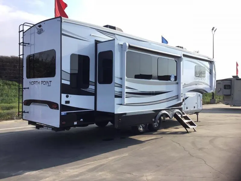 Side view of the New 2022 Jayco NorthPoint 310RLTS Fifth Wheel RV.