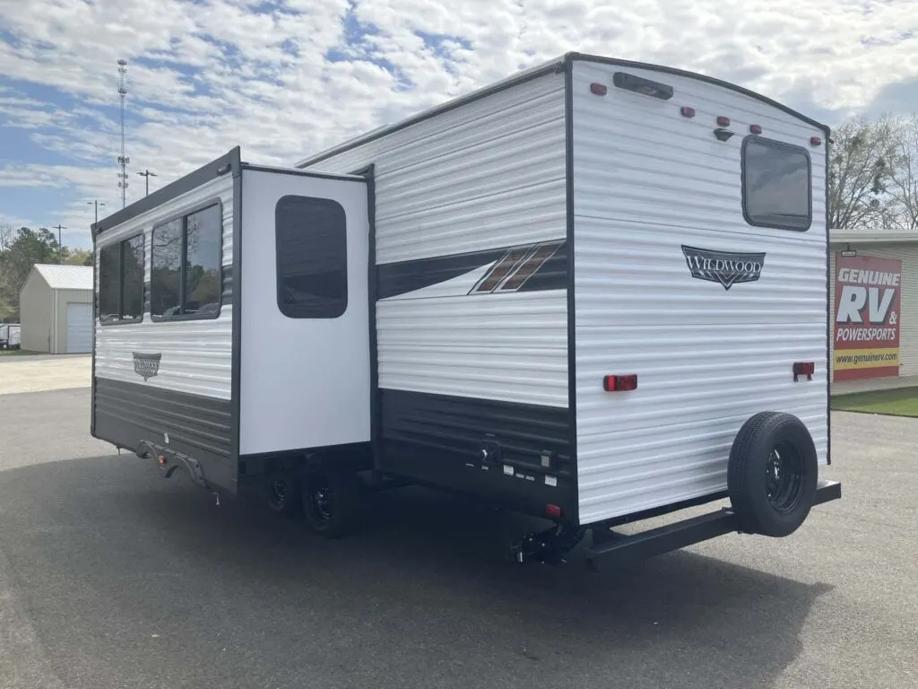 Side view of the RV with a slide out.