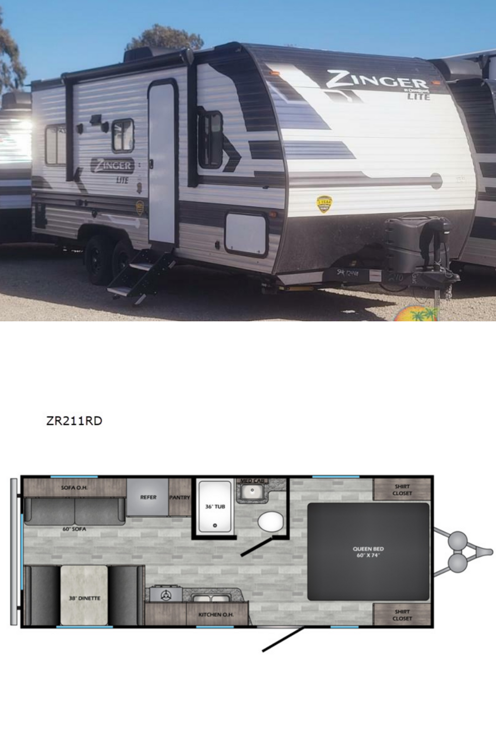 New 2022 Crossroads Rv Zinger Lite ZR211RD Travel Trailer RV