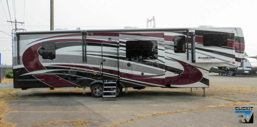 Side view of the New 2022 Forest River Riverstone 39RBFL Fifth Wheel RV.