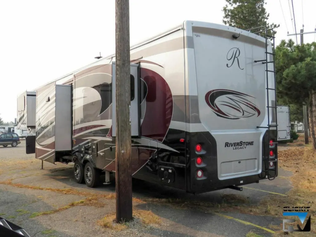 Side view of the RV with slide outs.