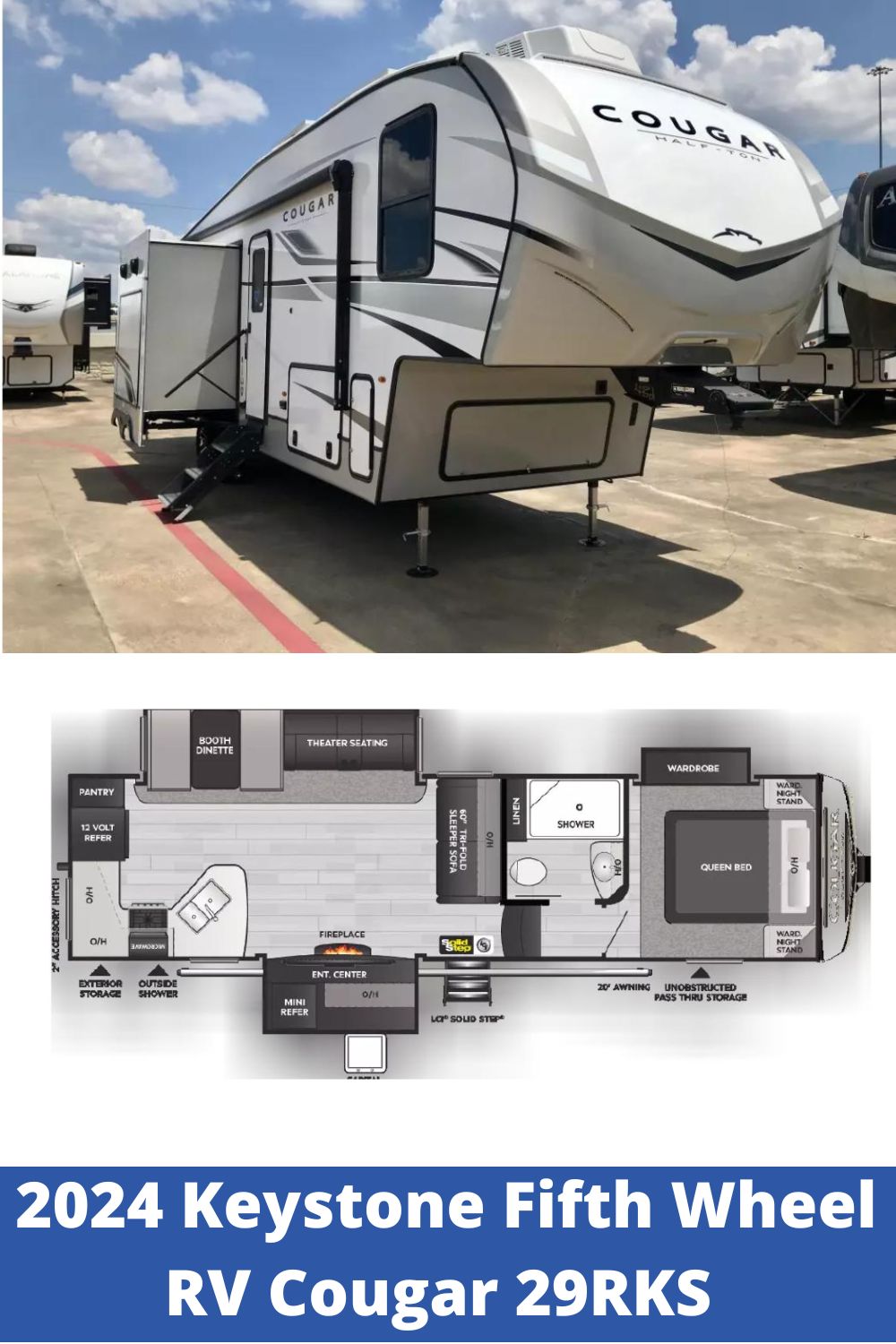 New 2024 Keystone Fifth Wheel RV Cougar 29RKS (Floor Plan)