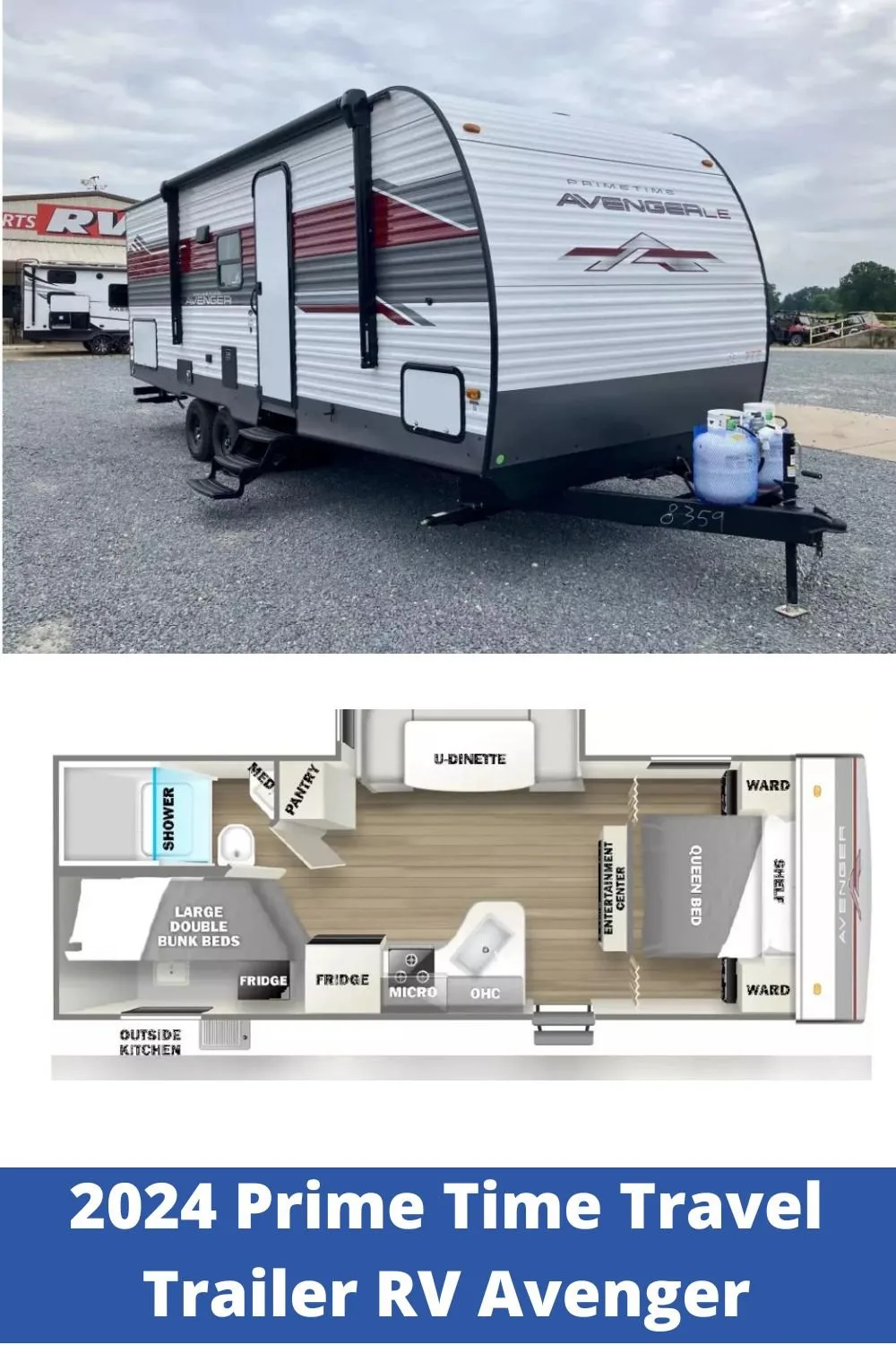 New 2024 Prime Time Travel Trailer RV Avenger LE 24BHSLE (Floor Plan)