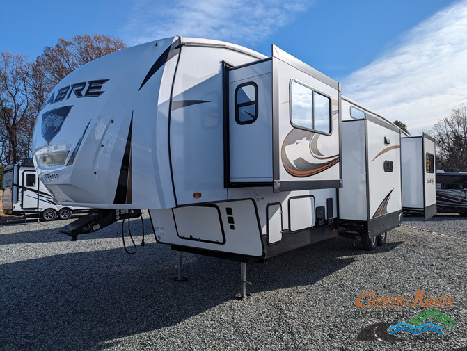 Side view of the New 2024 Forest River SABRE 37FLH Fifth Wheel RV.