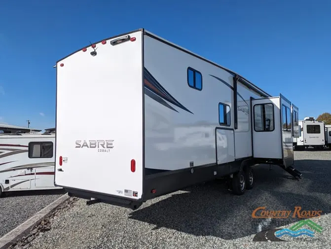 Side view of the New 2024 Forest River SABRE 37FLH Fifth Wheel RV.