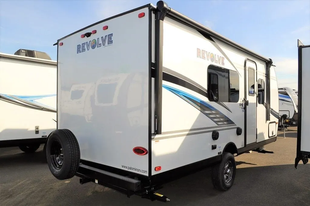 Side view of the New 2021 Palomino Revolve EV2 Travel Trailer RV.