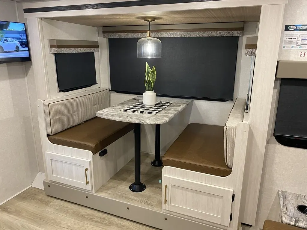 Dinette with pull-out storage drawers.