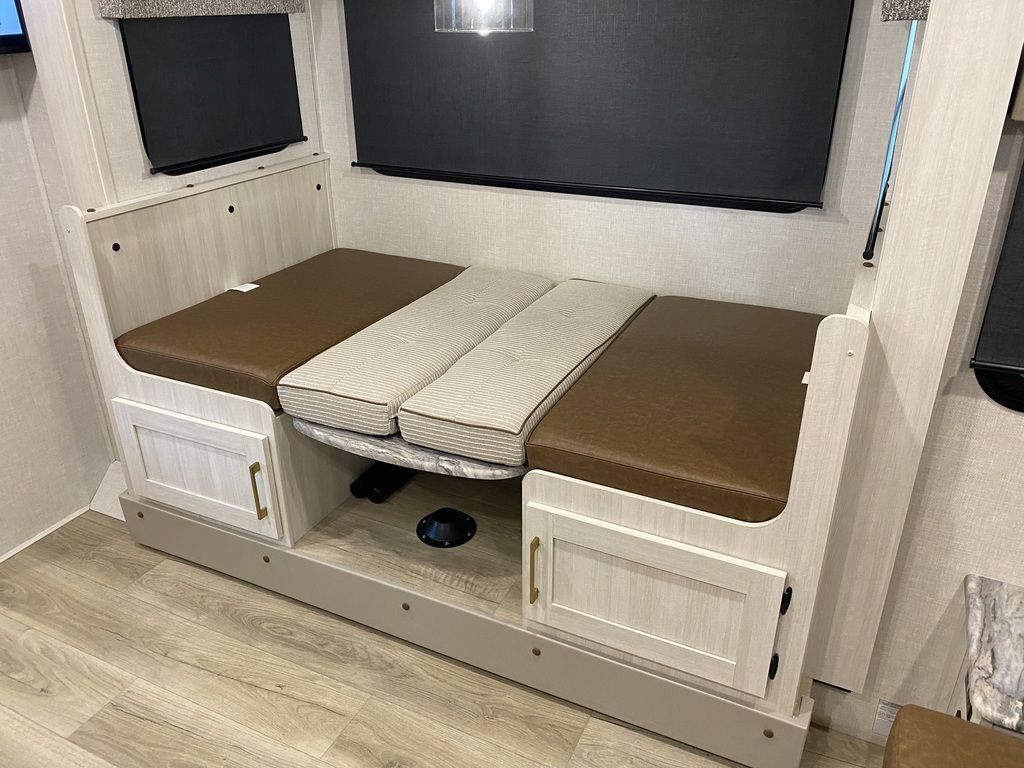 Dinette converted into a bed. 