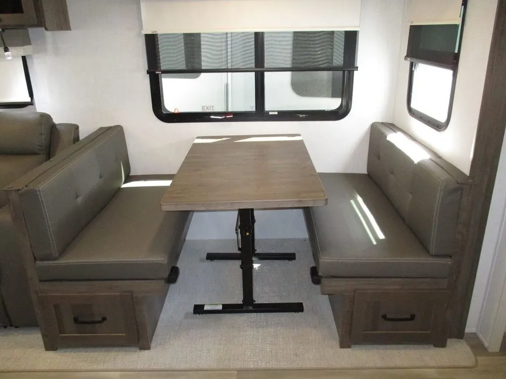 Dinette with pull-out storage drawers.