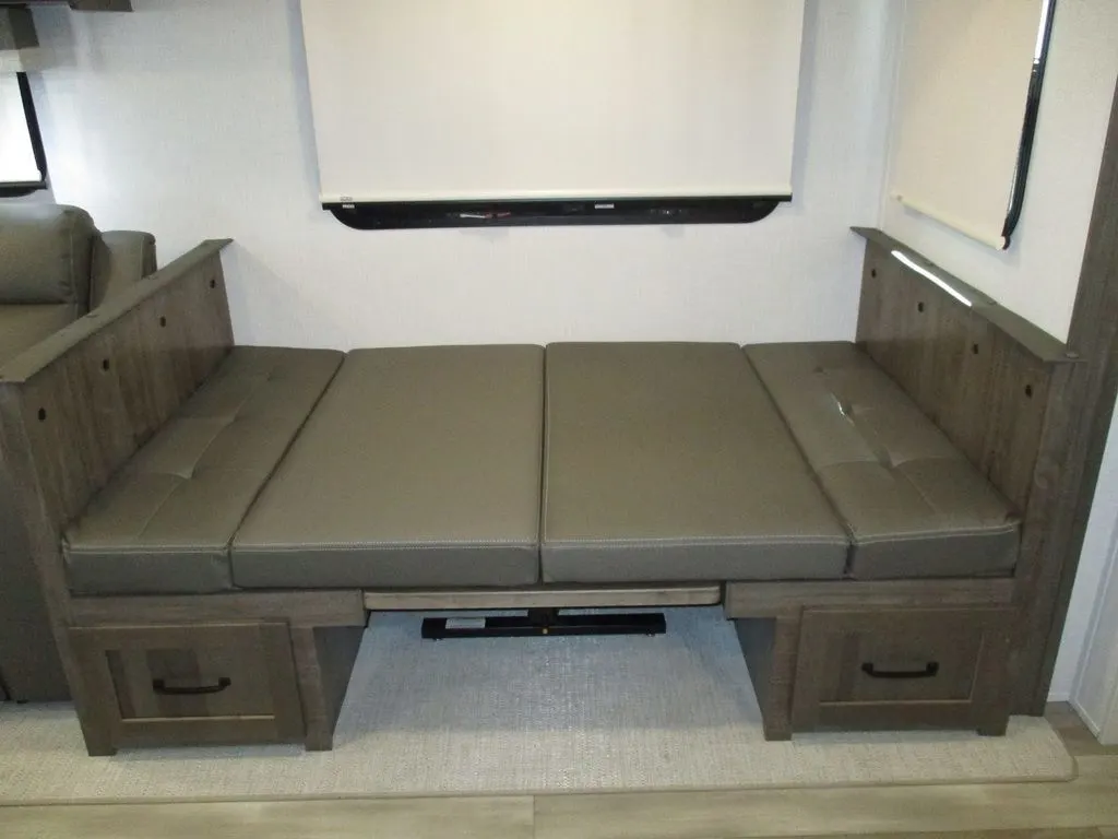 Dinette converted into a bed. 