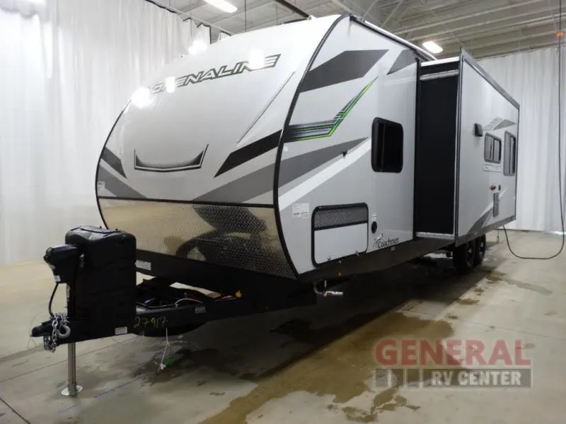 Side view of the New 2024 Coachmen RV Adrenaline 29SS Travel Trailer Toy Hauler RV.