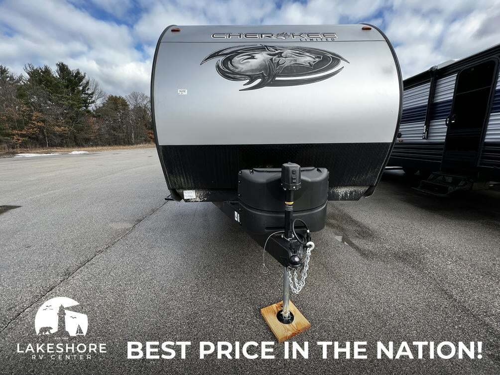 Front view of the New 2022 Forest River Cherokee 264DBH Travel Trailer RV.