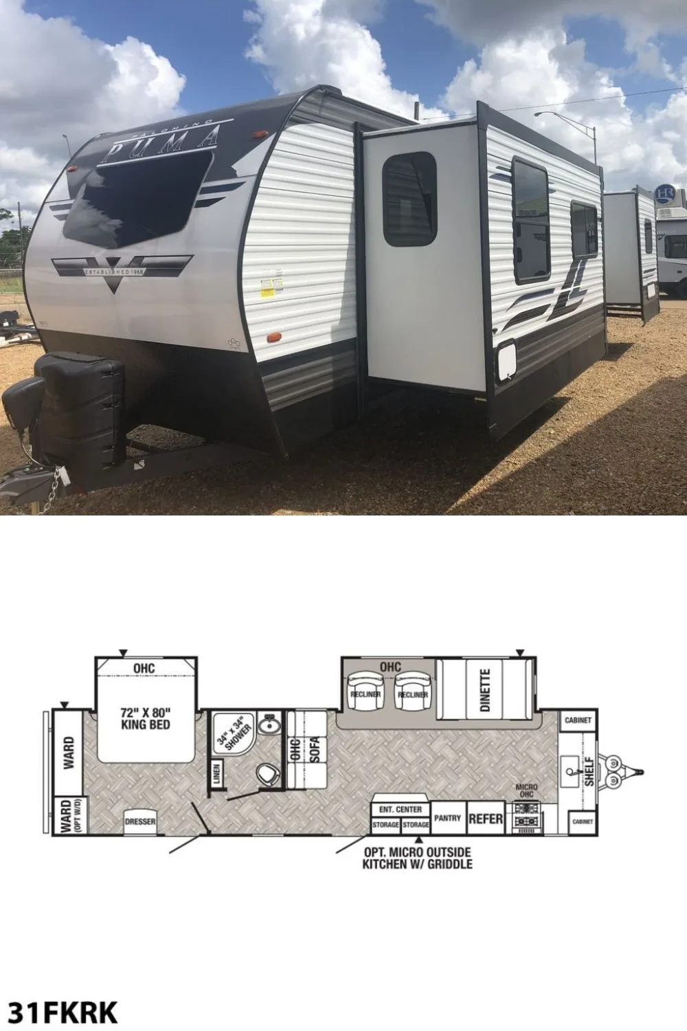 New 2022 Palomino Puma 31FKRK Travel Trailer RV