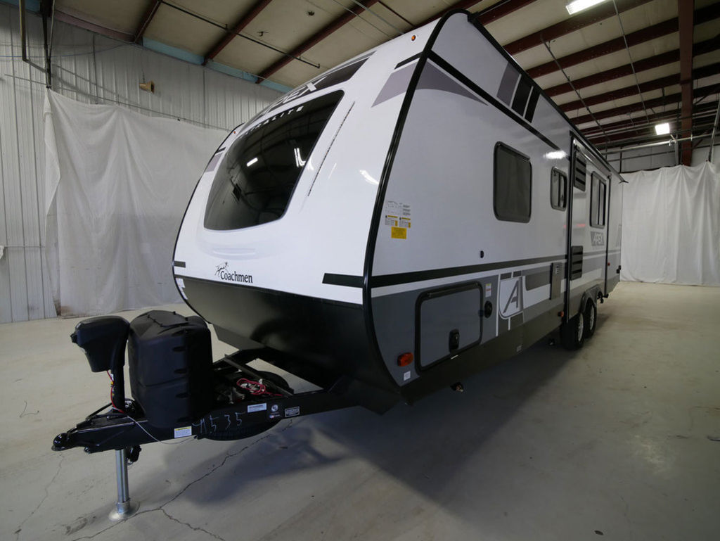 Side view of the New 2024 Coachmen Apex 256BHS Travel Trailer RV.