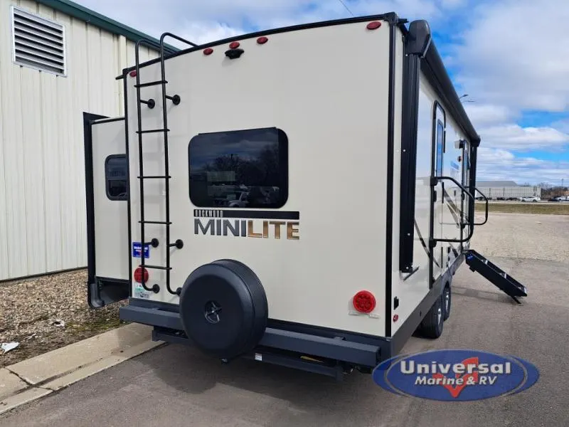 Rear view of the New 2022 Forest River Rockwood Mini Lite 2516S Travel Trailer RV.