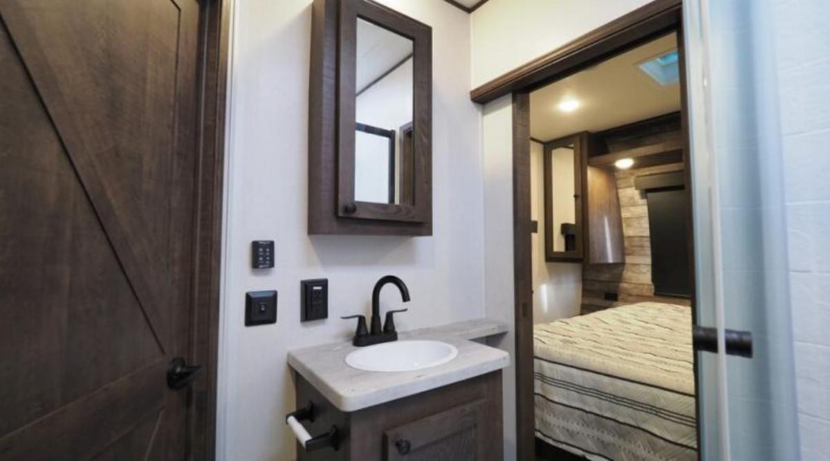 Bathroom with a sink and a medicine cabinet.