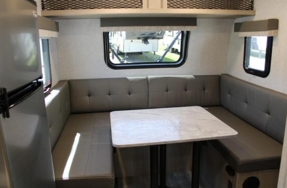 Dinette with leather seats.