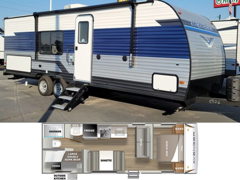 New 2022 Prime Time Avenger 26BK Travel Trailer RV (Floor Plan)