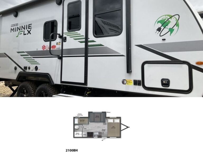 New 2022 Winnebago Micro Minnie FLX 2100BH Travel Trailer RV (Floor Plan)