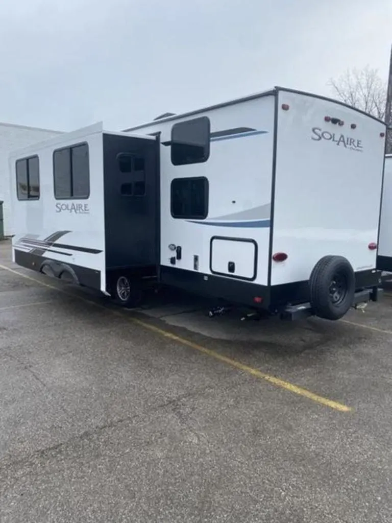 Side view of the RV with a slide out.