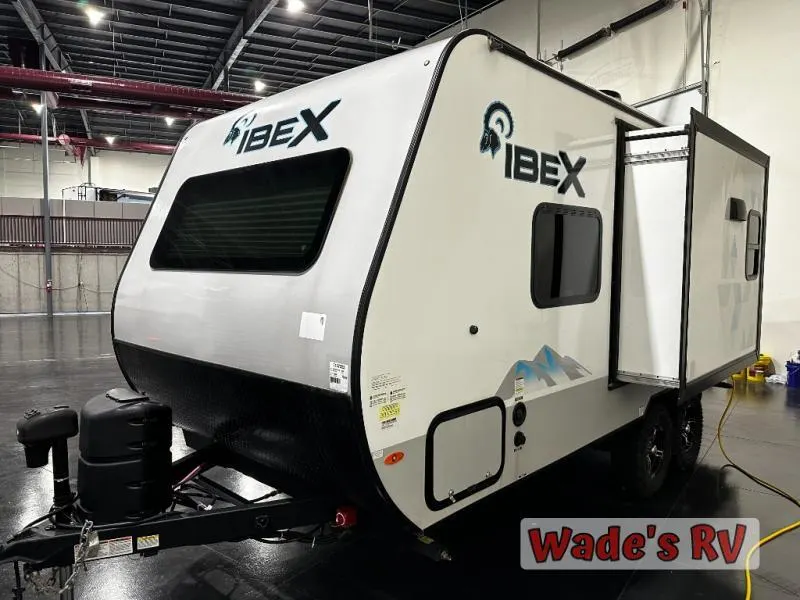 Side view of the New 2022 Forest River RV IBEX 19RBM Travel Trailer RV.