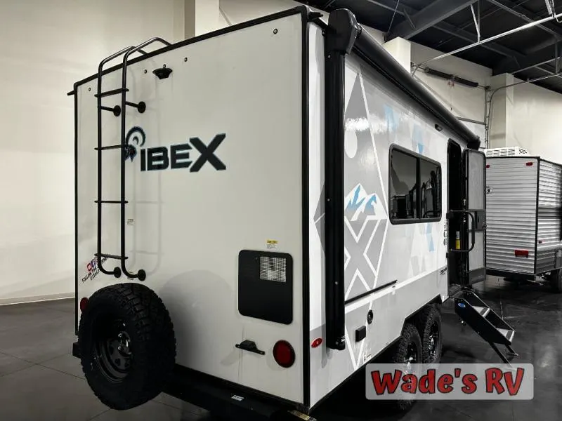 Side view of the New 2022 Forest River RV IBEX 19RBM Travel Trailer RV.