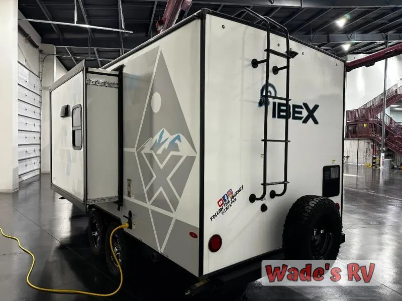 Side view of the New 2022 Forest River RV IBEX 19RBM Travel Trailer RV.