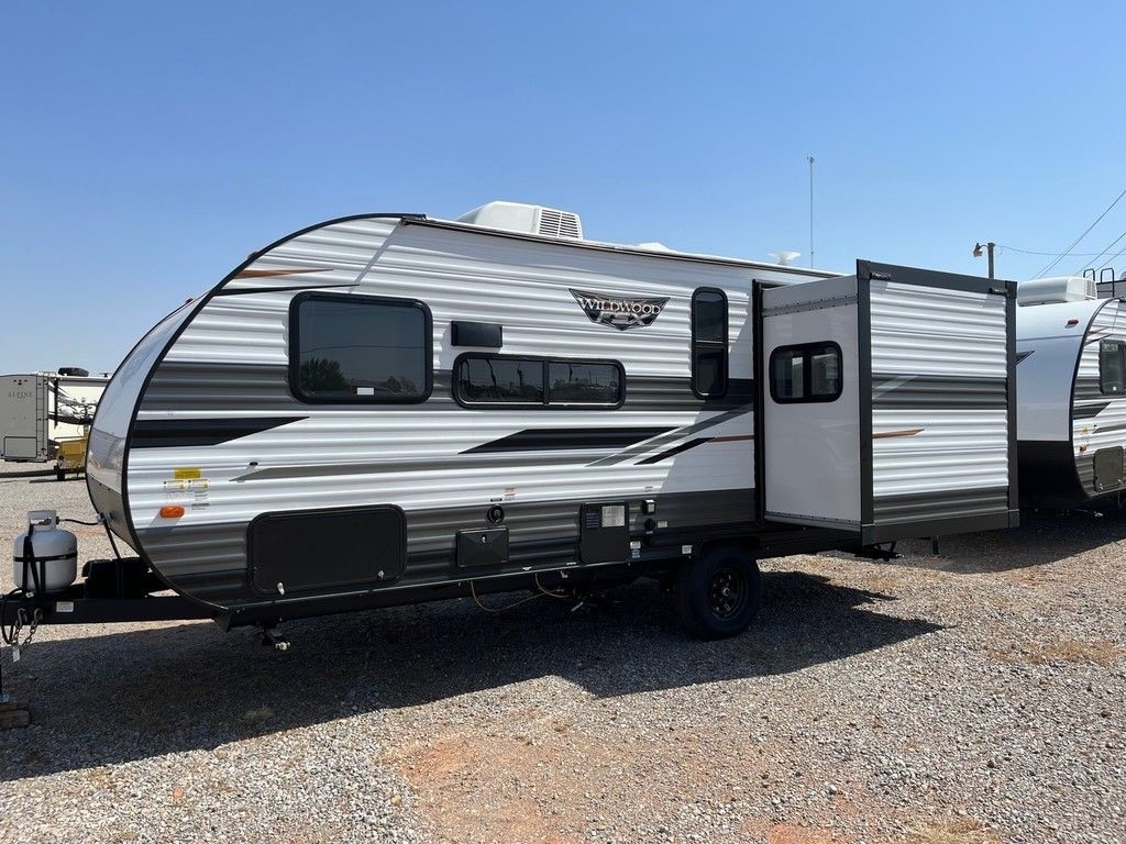 Side view of the RV with a slide out.