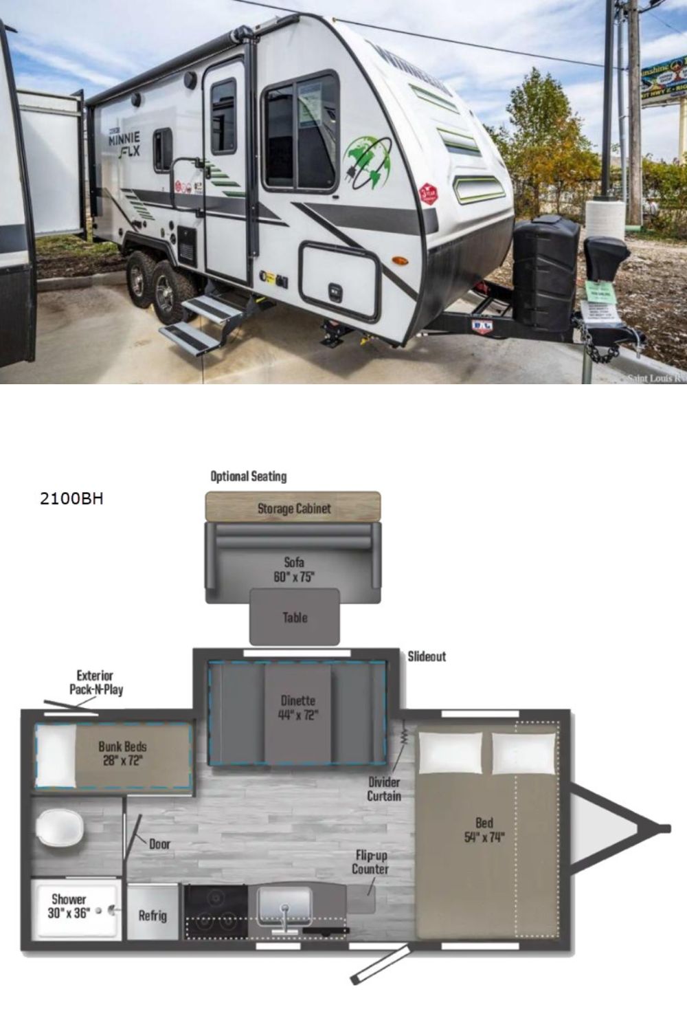 New 2022 Winnebago Industries Towables Micro Minnie FLX 2100BH Travel Trailer RV