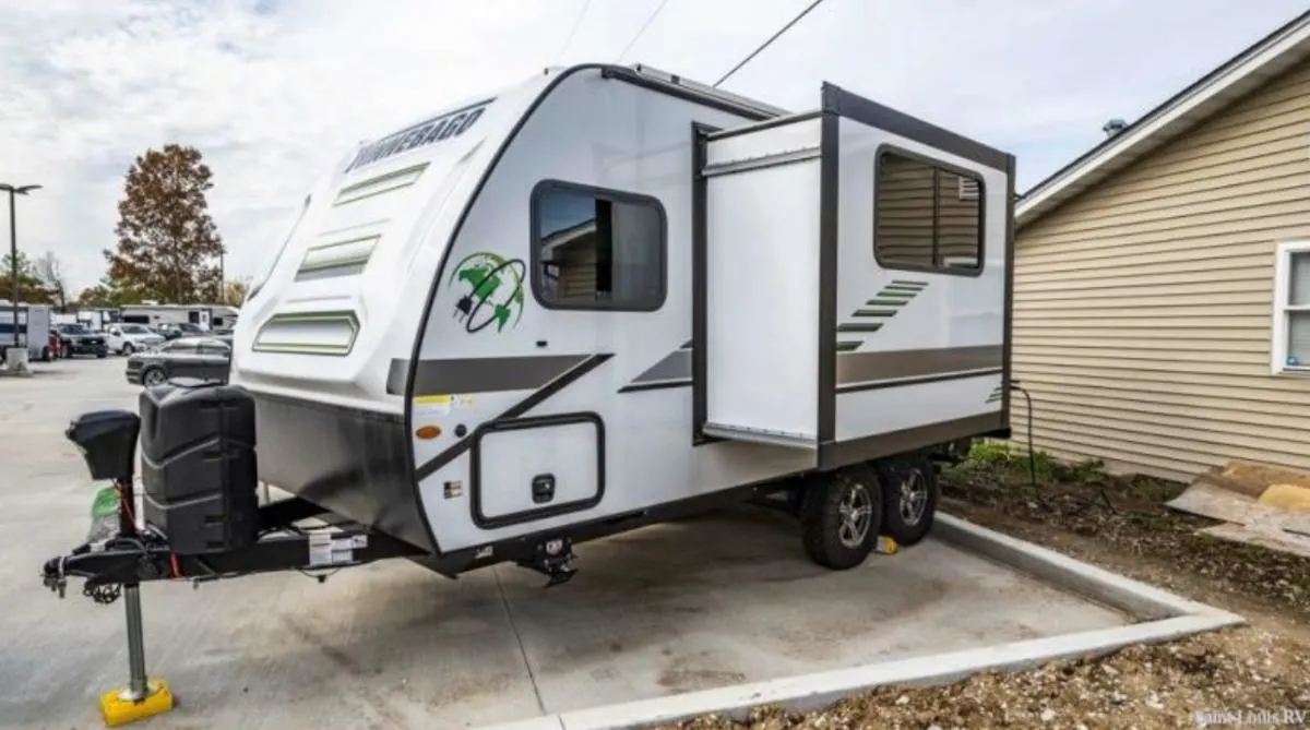 Side view of the RV.