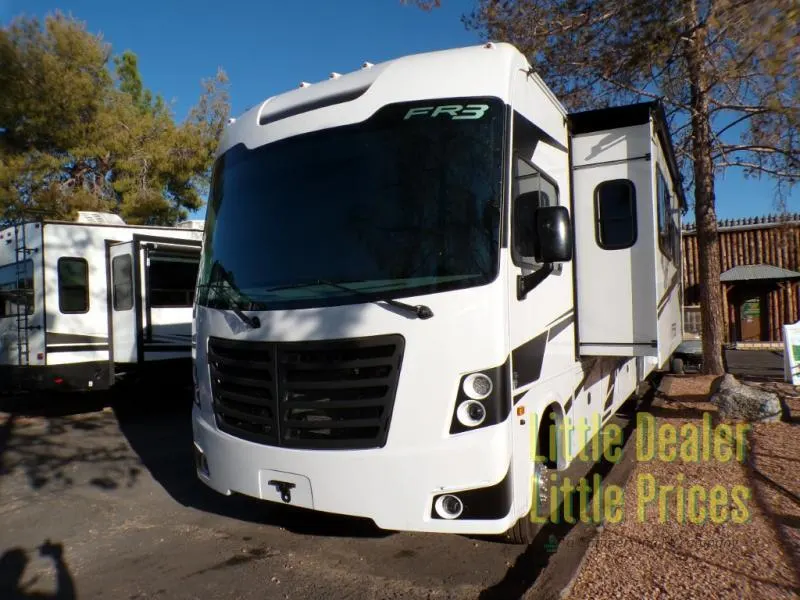 Front view of the New 2024 Forest River RV FR3 34DS Class A RV.