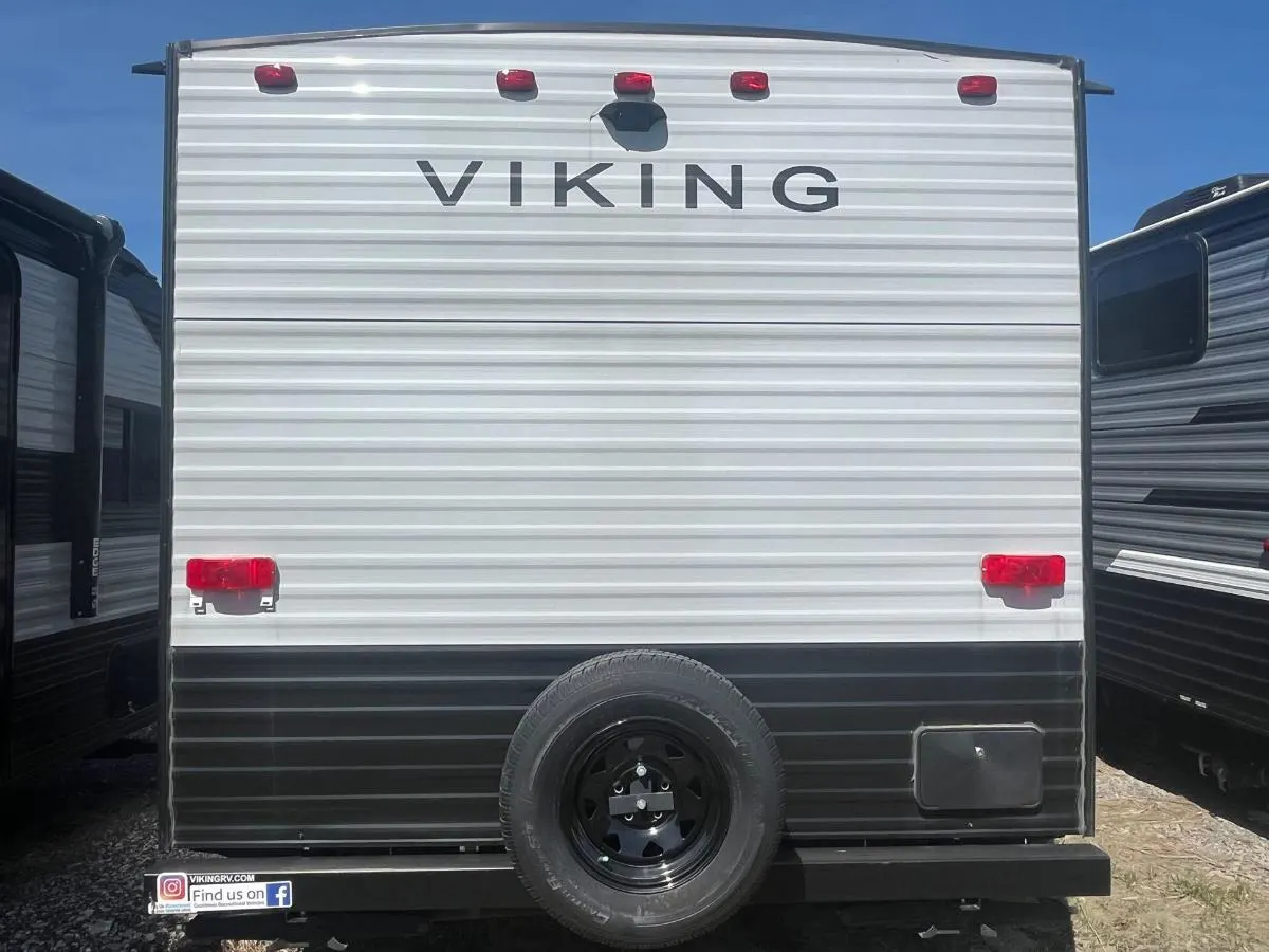 Rear view of the New 2022 Coachmen Viking Ultra-Lite (Single Axle) Travel Trailer RV.