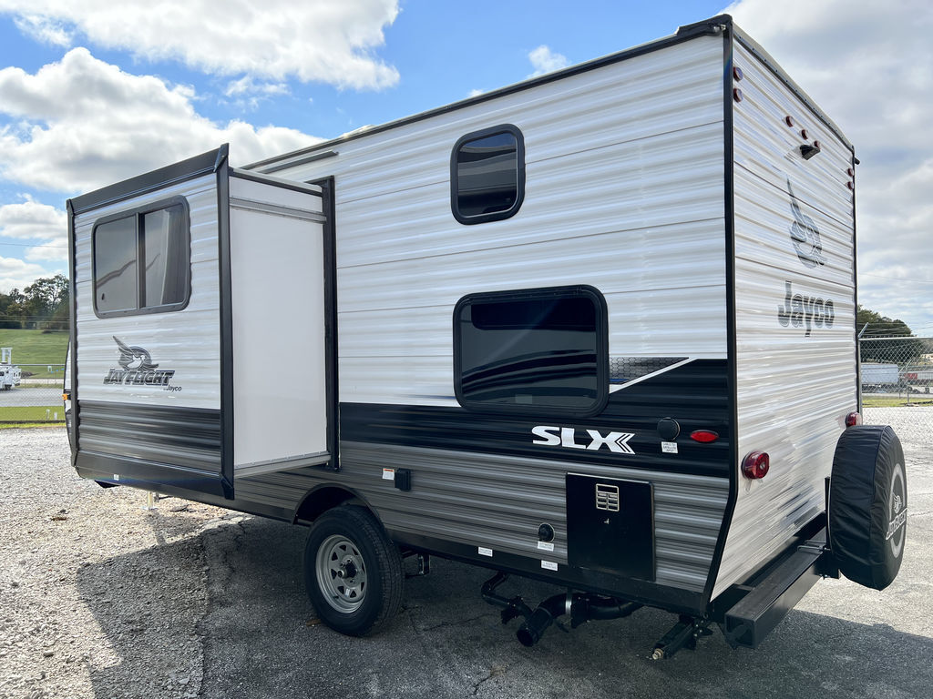 Side view of the New 2022 Jayco Jay Flight SLX 7 184BS Travel Trailer RV.