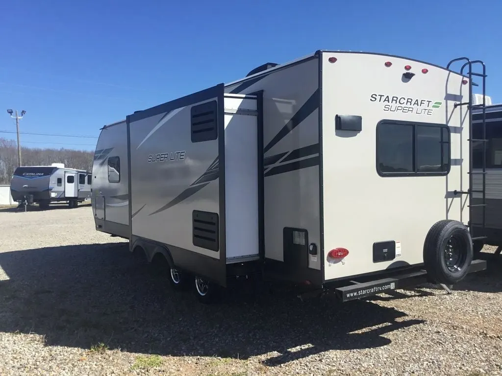 Side view of the RV with a slide out.