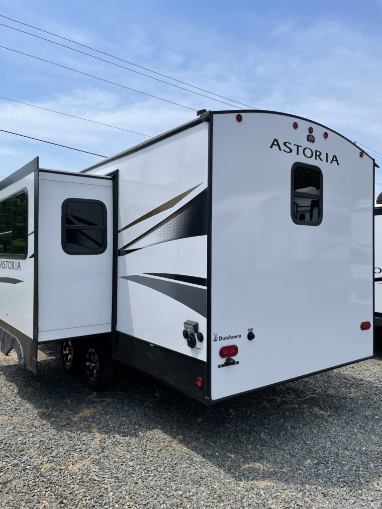 Rear view of the New 2022 Dutchmen ASTORIA 2203RB Travel Trailer RV.