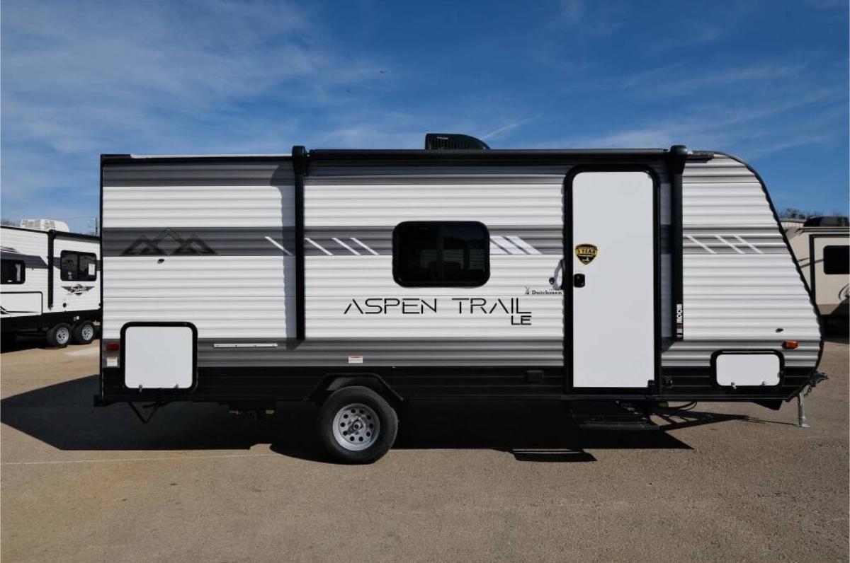 Side view of the 2022 Dutchmen Aspen Trail 1950BH Travel Trailer RV.