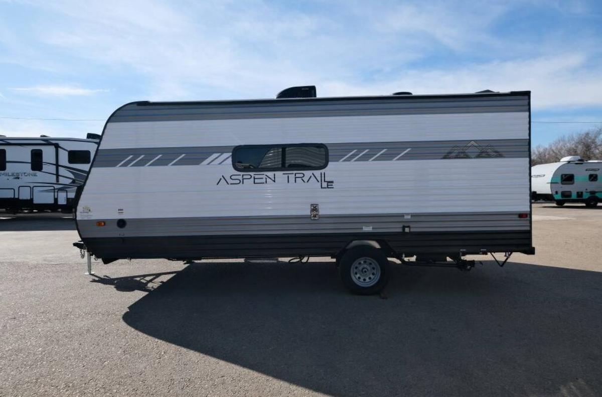 Side view of the 2022 Dutchmen Aspen Trail 1950BH Travel Trailer RV.