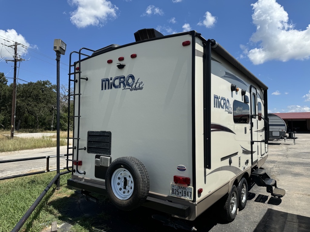 Rear view of the RV.