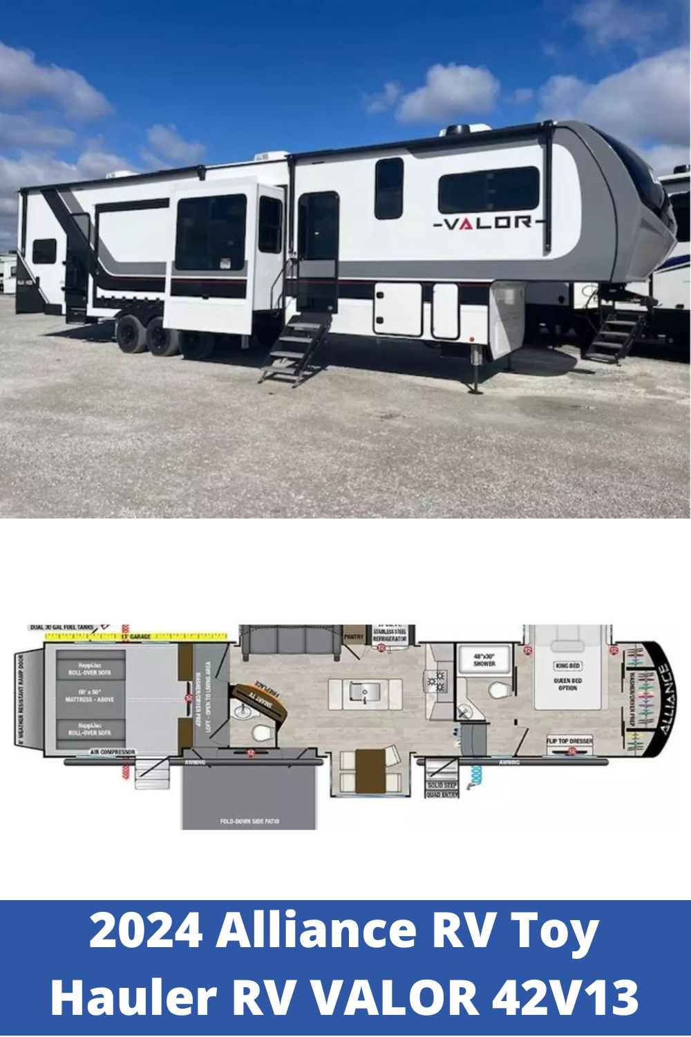 New 2024 Alliance RV Toy Hauler RV VALOR 42V13 (Floor Plan)