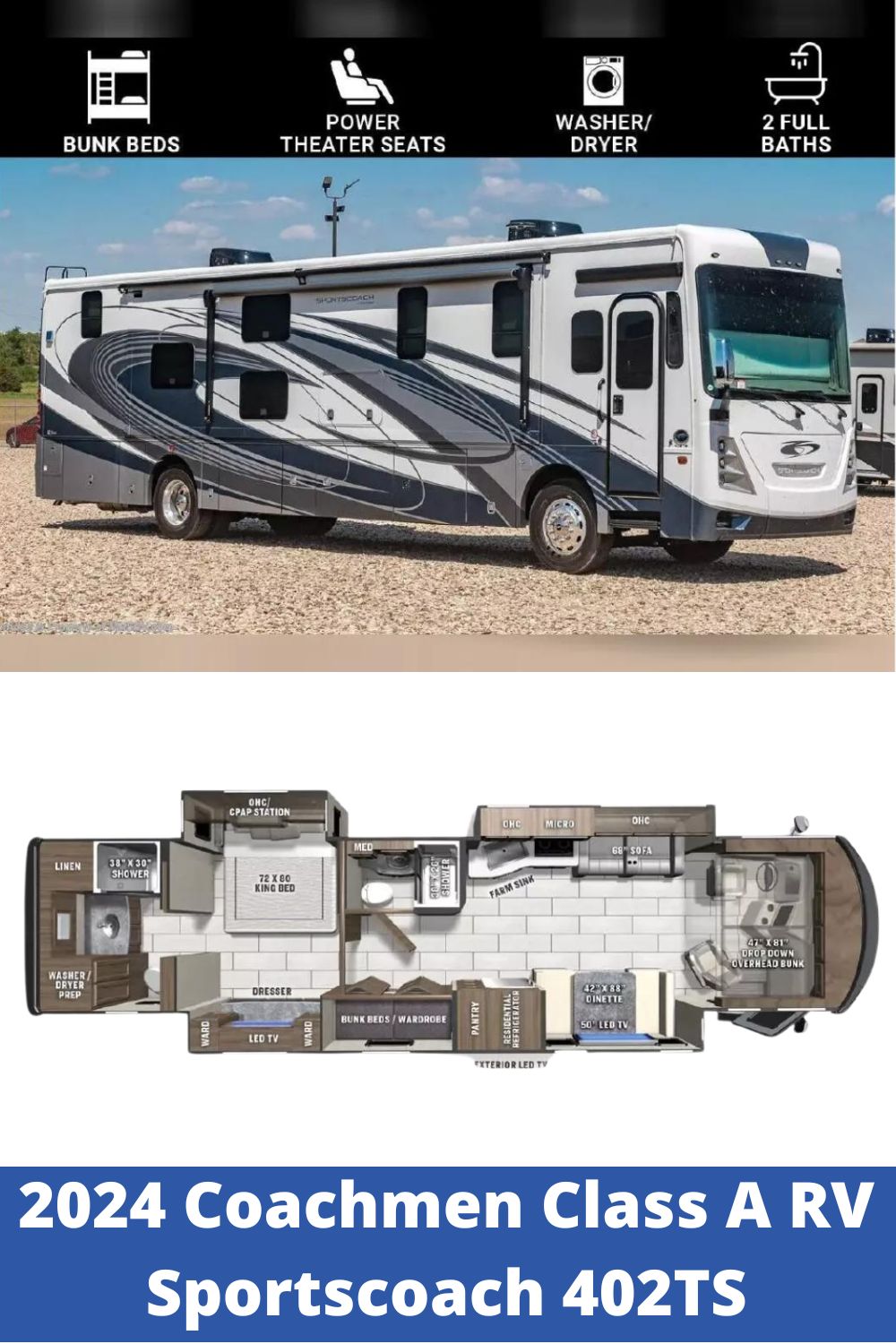 New 2024 Coachmen Class A RV Sportscoach 402TS (Floor Plan)