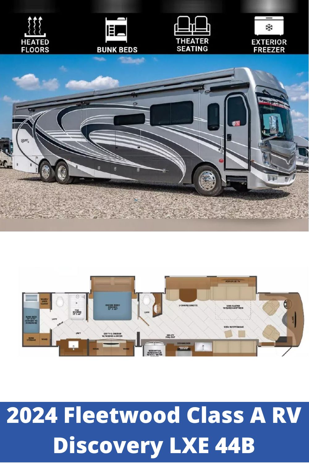 New 2024 Fleetwood Class A RV Discovery LXE 44B (Floor Plan) 