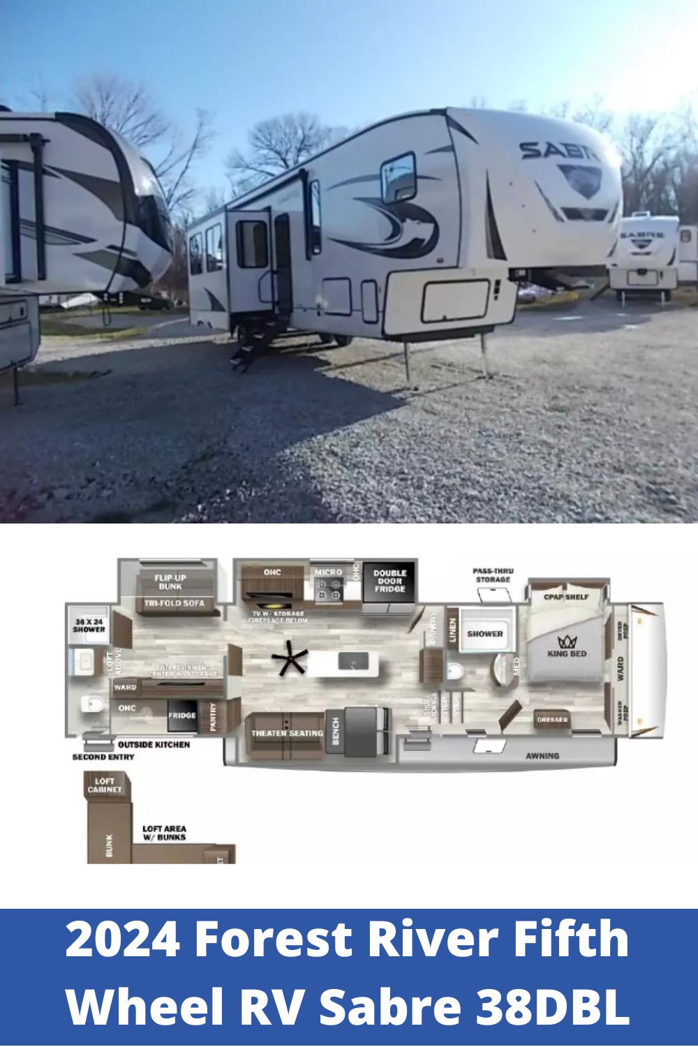 New 2024 Forest River Fifth Wheel RV Sabre 38DBL (Floor Plan)