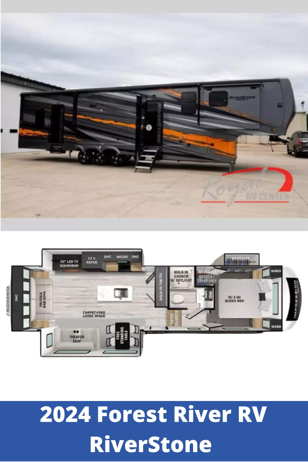 New 2024 Forest River RV Fifth Wheel Toy Hauler RV RiverStone (Floor Plan)