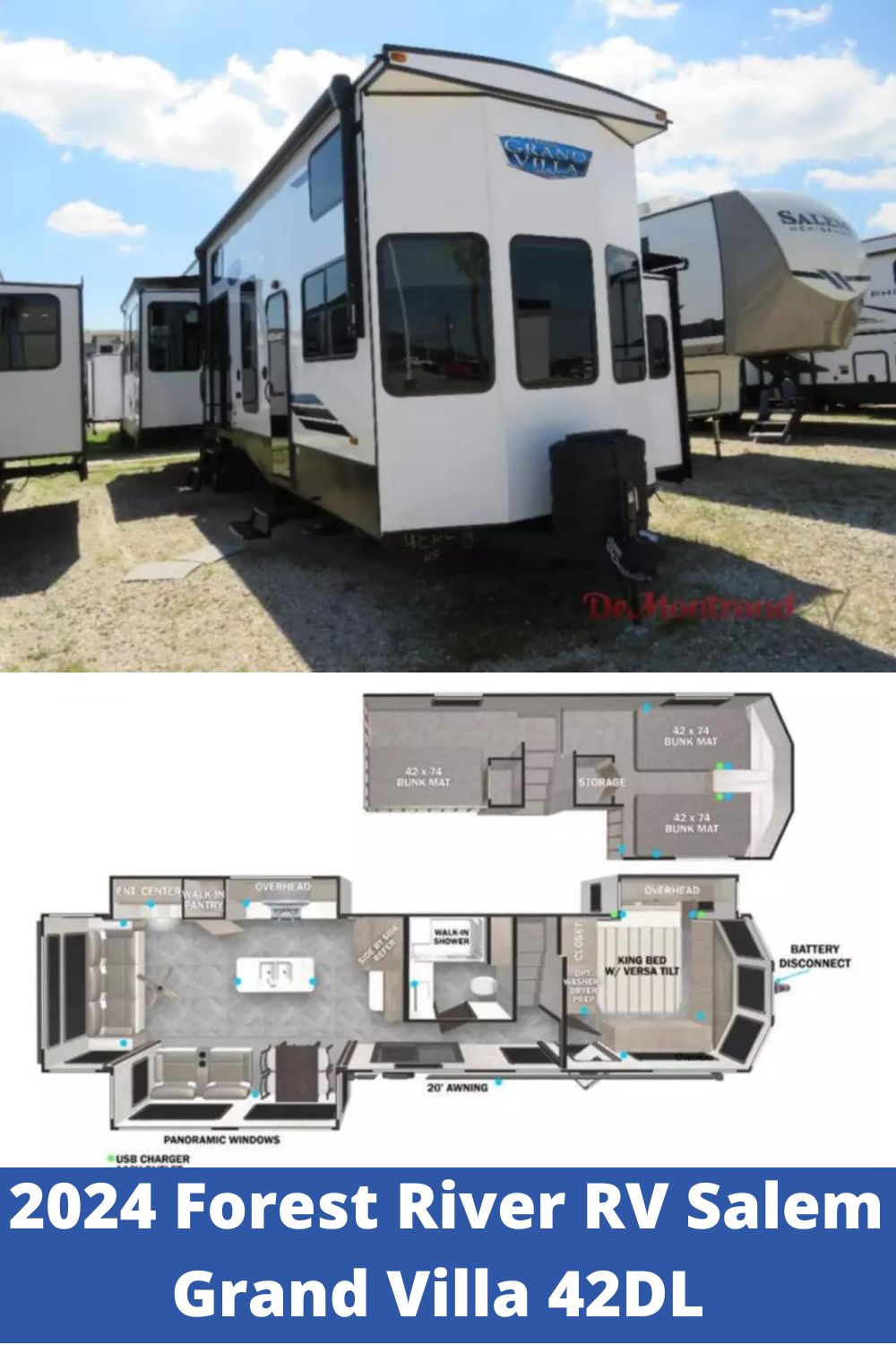 New 2024 Forest River RV Park Model RV Salem Grand Villa 42DL (Floor Plan)